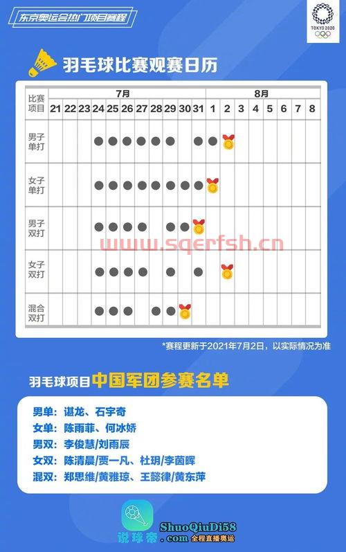 2021奥运会赛程表壁纸（2021奥运会比赛表）