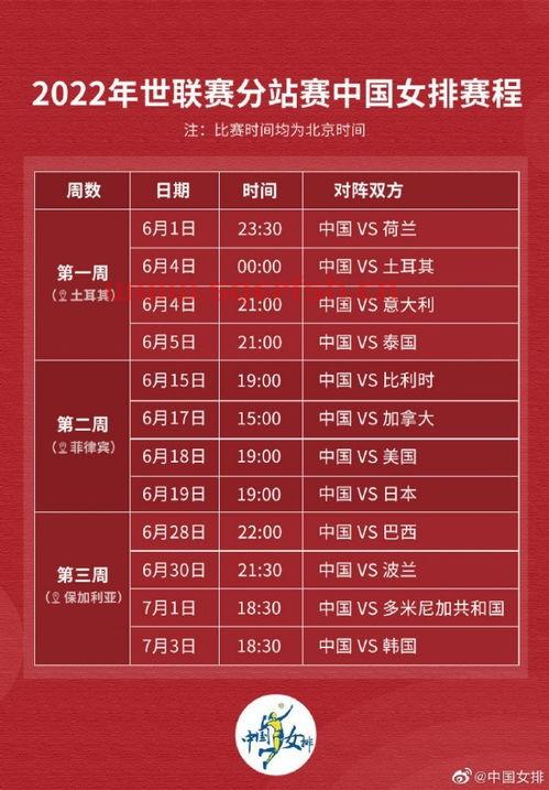 中国女排联赛中国队赛程（中国女排联赛赛程安排）