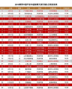 中超赛程表